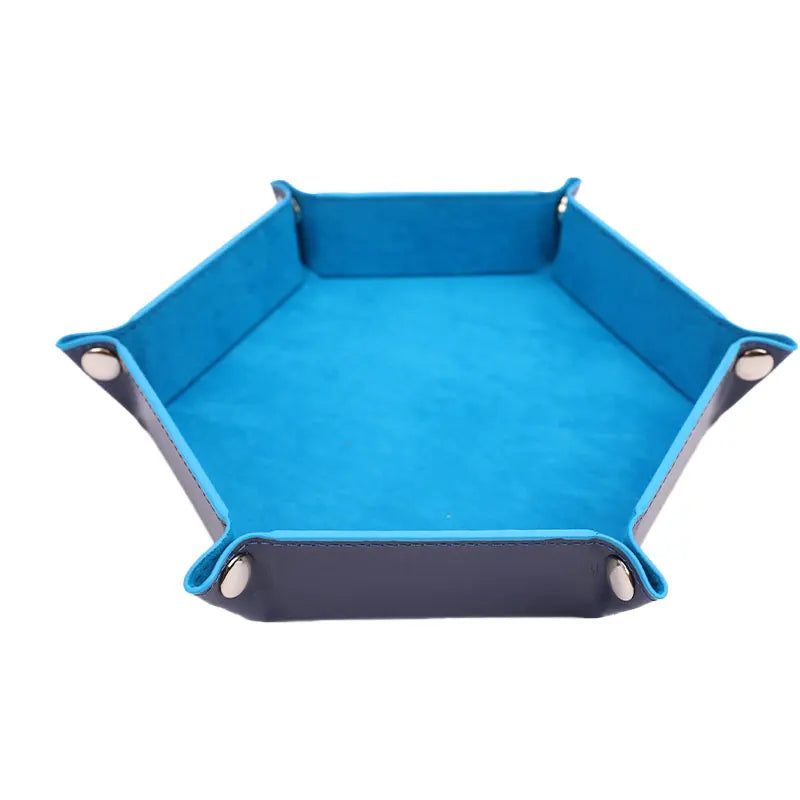 Foldable Dice Tray Box PU Leather Folding Hexagon