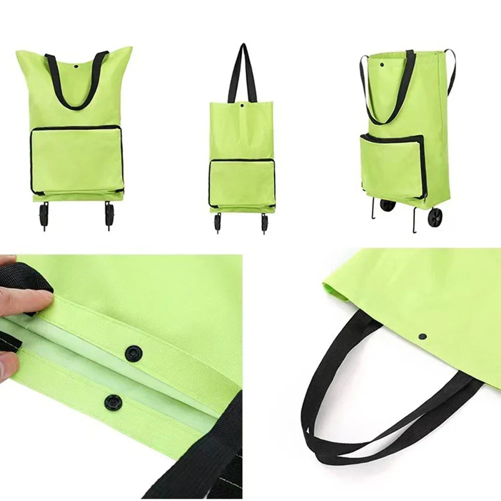 Foldable Portable Trolley Case With Wheels Multifunction Reusable Shopping Bag Non-woven Fabric Supermarket Grocery Pull Cart Ba