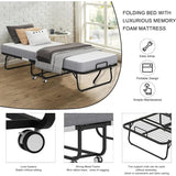 Folding Bed with Mattress,Portable Rollaway Bed,Foldable Bed with