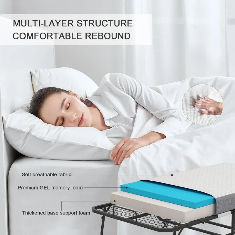 Folding Bed with Mattress,Portable Rollaway Bed,Foldable Bed with