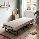 Folding Bed with Mattress, Rollaway Guest Bed w/