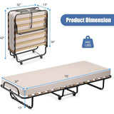 Folding Bed with Mattress, Rollaway Guest Bed w/