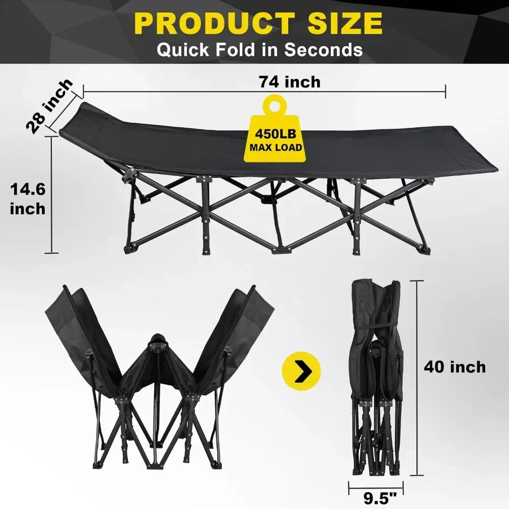 Folding Camping Cot for Adults 450LBS(Max Load) Lightweight