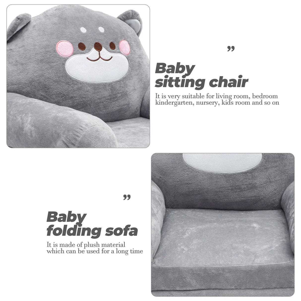 Folding Children's Sofa Baby Plush Seat Elephant Shape