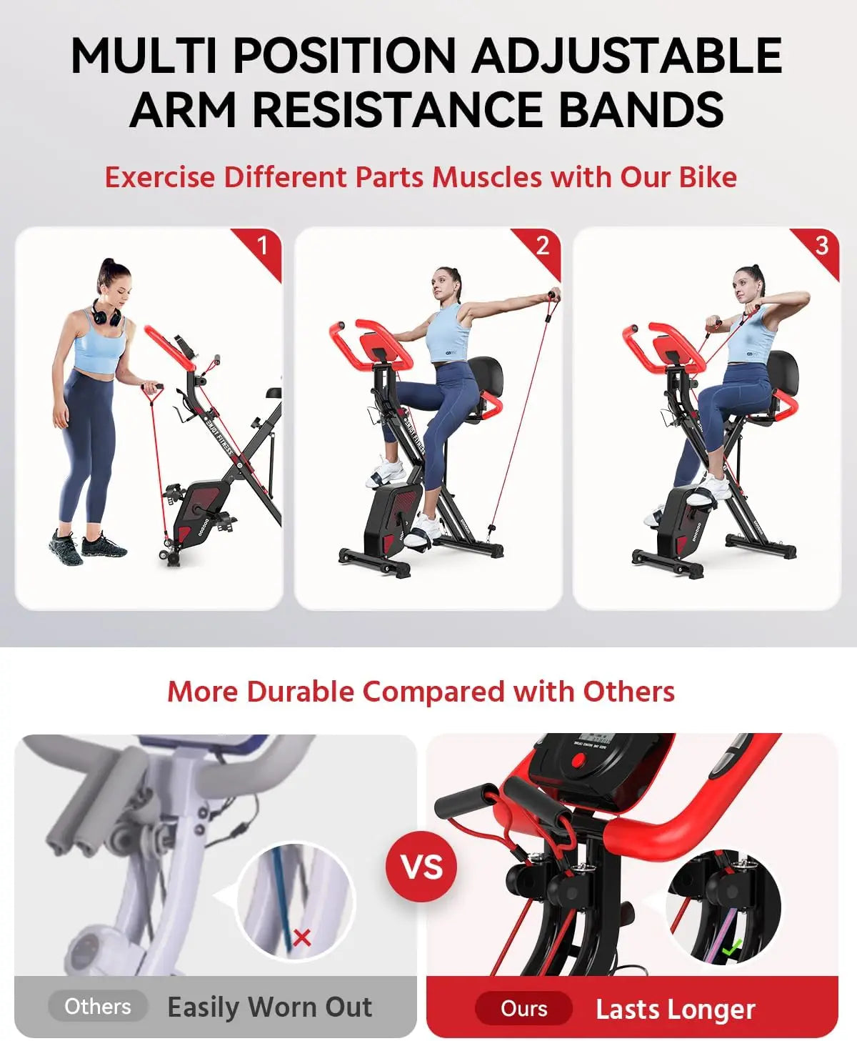 Folding Exercise Bike, Foldable Fitness Stationary Bike Machine,