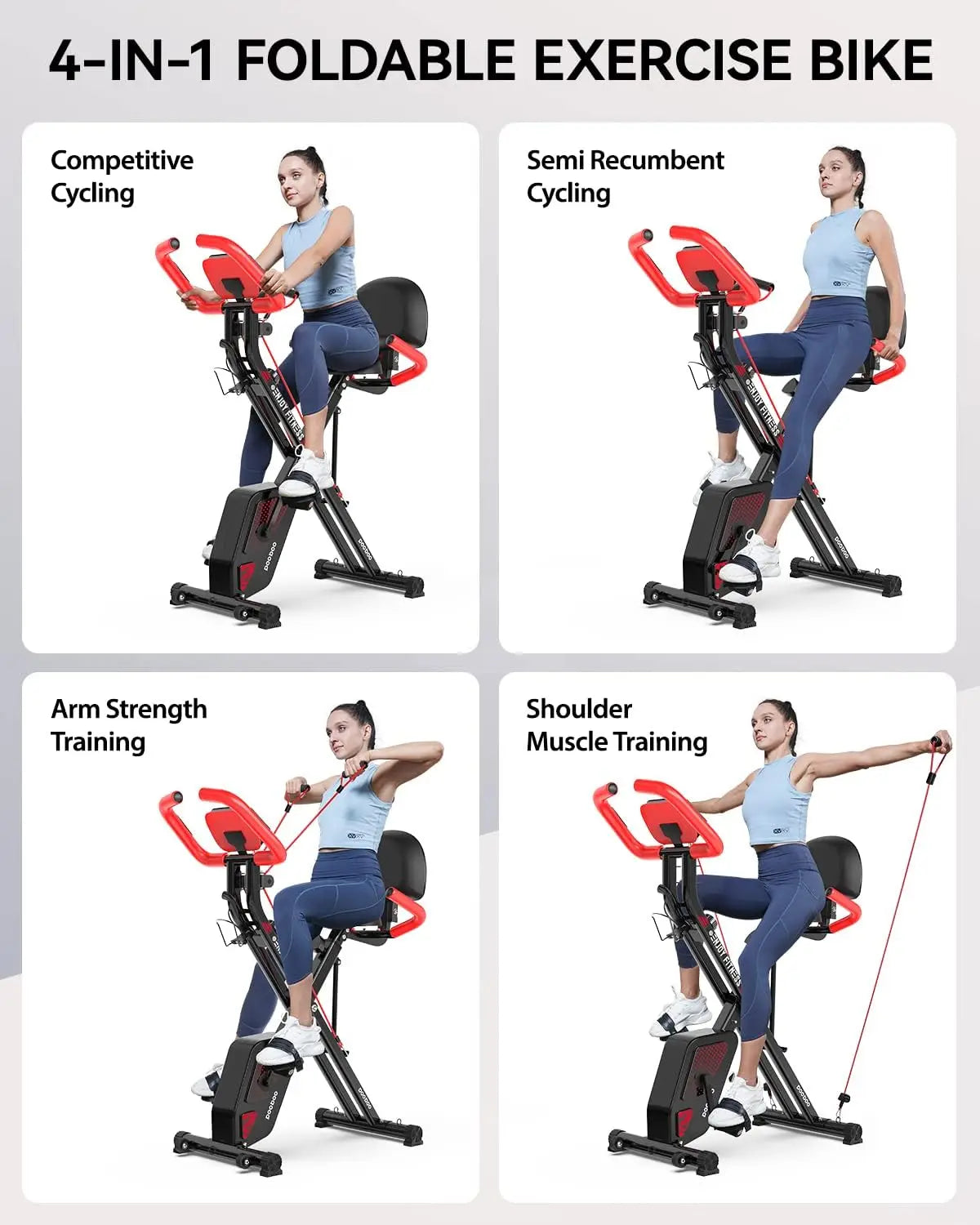 Folding Exercise Bike, Foldable Fitness Stationary Bike Machine,