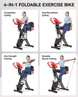 Folding Exercise Bike, Foldable Fitness Stationary Bike Machine,