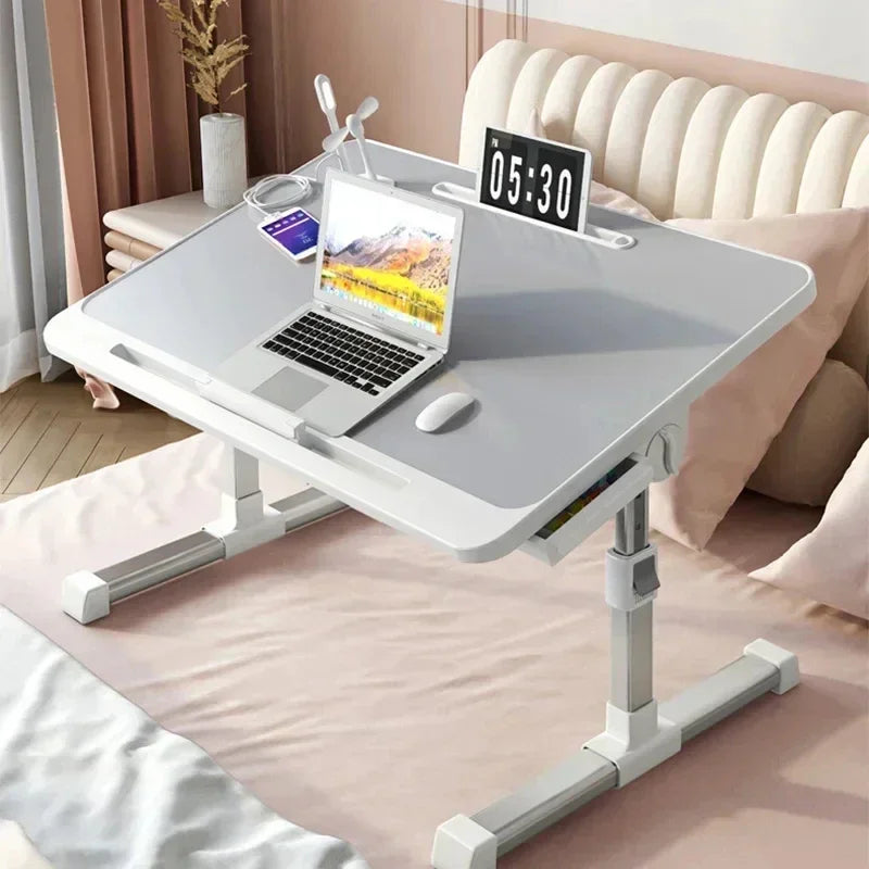 Folding Laptop Table, Liftable Bed Table with Light,