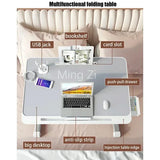 Folding Laptop Table, Liftable Bed Table with Light,