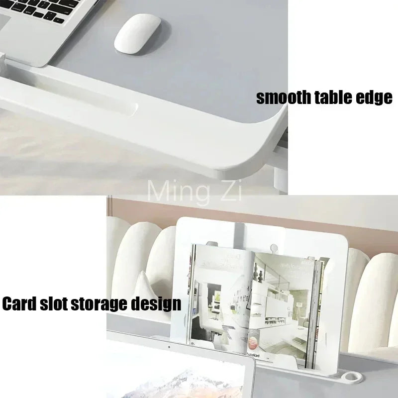 Folding Laptop Table, Liftable Bed Table with Light,