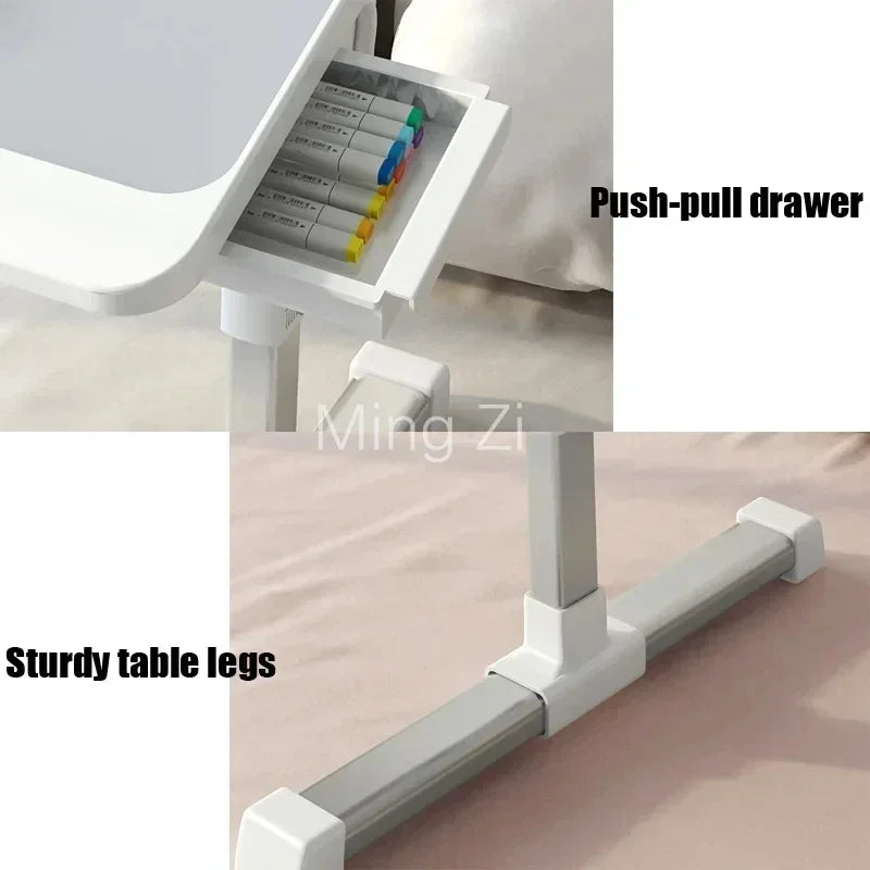 Folding Laptop Table, Liftable Bed Table with Light,