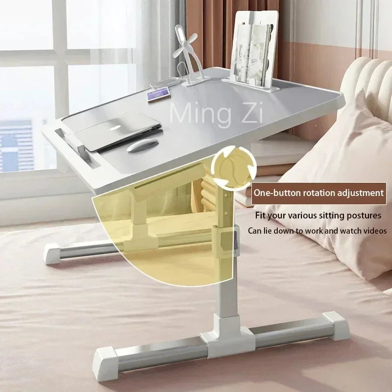 Folding Laptop Table, Liftable Bed Table with Light,