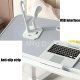 Folding Laptop Table, Liftable Bed Table with Light,