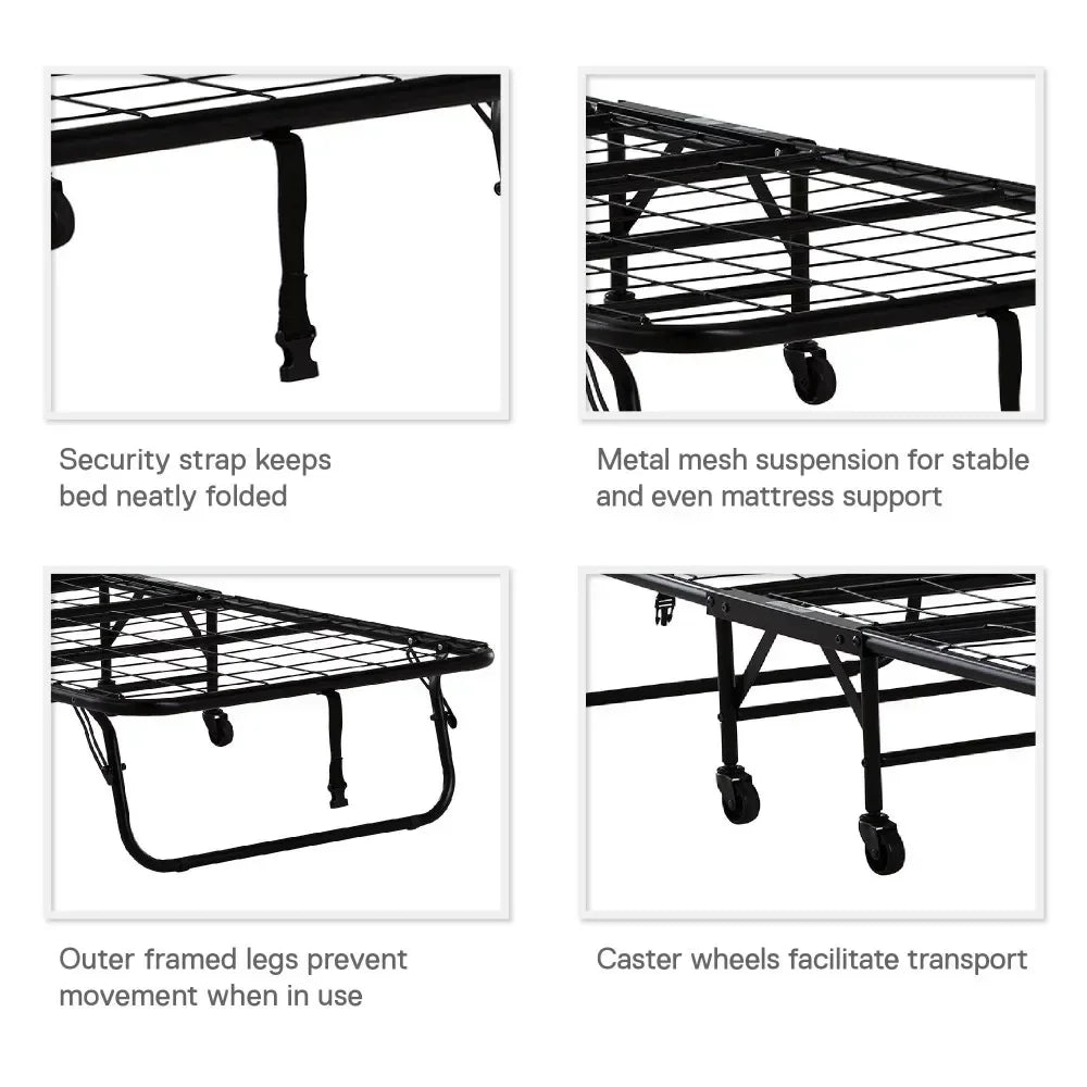 Folding Rollaway Guest Bed with 5 Inch Mattress, Bedroom living room folding bed, lunch convenient folding bed，Twin