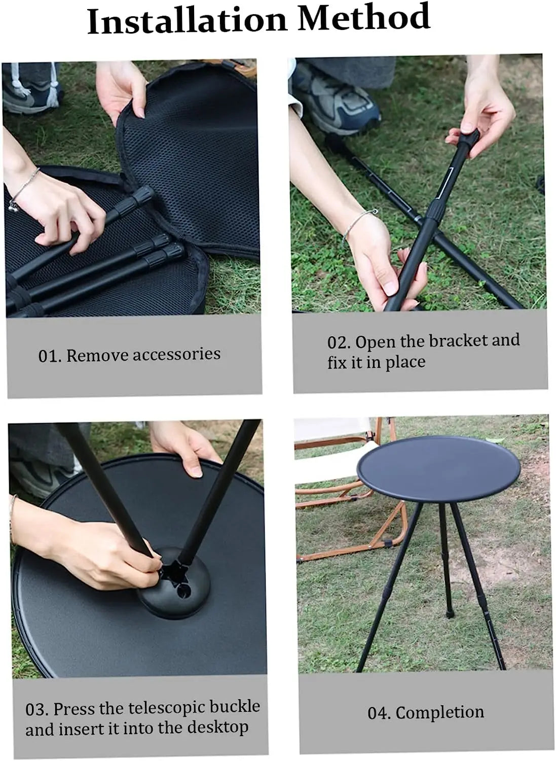 Folding Round Table Portable Telescopic Outdoor Three-legged Dining