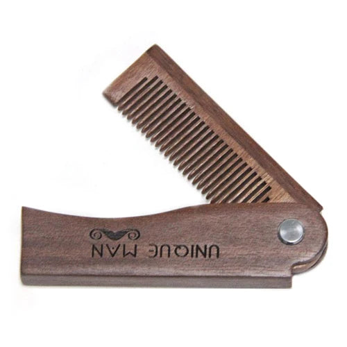 Folding Wood Beard Combs For Men Natural Sandalwood