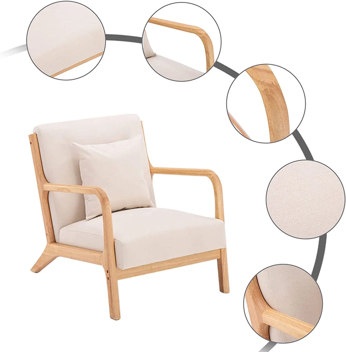 Formwell-Retro Modern Accent Chair, Mid-Century Sofa Chair, Solid
