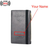 Free Engraved  Rfid Passport Covers Travel Women Men Vintage Wallet Business Multi Function Bank Card Holder Case Customized