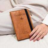 Free Engraved  Rfid Passport Covers Travel Women Men Vintage Wallet Business Multi Function Bank Card Holder Case Customized