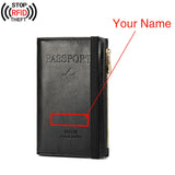 Free Engraved  Rfid Passport Covers Travel Women Men Vintage Wallet Business Multi Function Bank Card Holder Case Customized