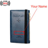 Free Engraved  Rfid Passport Covers Travel Women Men Vintage Wallet Business Multi Function Bank Card Holder Case Customized