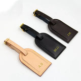 Free Monogrammed Vegetable Tanned Leather Luggage Tag Aircraft