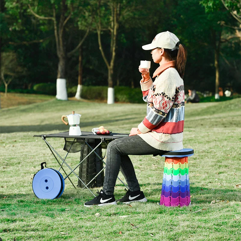 GIANXI Portable Folding Telescopic Stool Lightweight Plastic Subway