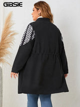 GIBSIE Plus Size Ethnic Print Black Mid Long