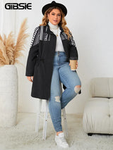 GIBSIE Plus Size Ethnic Print Black Mid Long