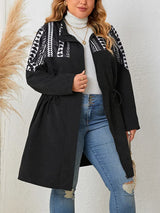 GIBSIE Plus Size Ethnic Print Black Mid Long