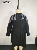 GIBSIE Plus Size Ethnic Print Black Mid Long