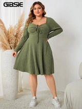 GIBSIE Plus Size Sweettheart Neck Knot Front A-Line