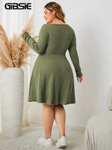 GIBSIE Plus Size Sweettheart Neck Knot Front A-Line