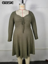 GIBSIE Plus Size Sweettheart Neck Knot Front A-Line