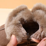 GT-CECD New Winter Children Snow Boots Genuine Leather