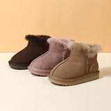 GT-CECD New Winter Children Snow Boots Genuine Leather