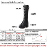 Gdgydh Hot Sale Spring Autumn Lacing Knee High Boots Women Fashion White Square Heel Woman Leather Shoes Winter PU Large Size 43