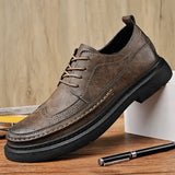 Genuine Leather Men Casual Shoes Luxury Men Oxfords Shoes British Style Brogue Shoes Lace-up Men Leisure Shoes Plus Size 38-46