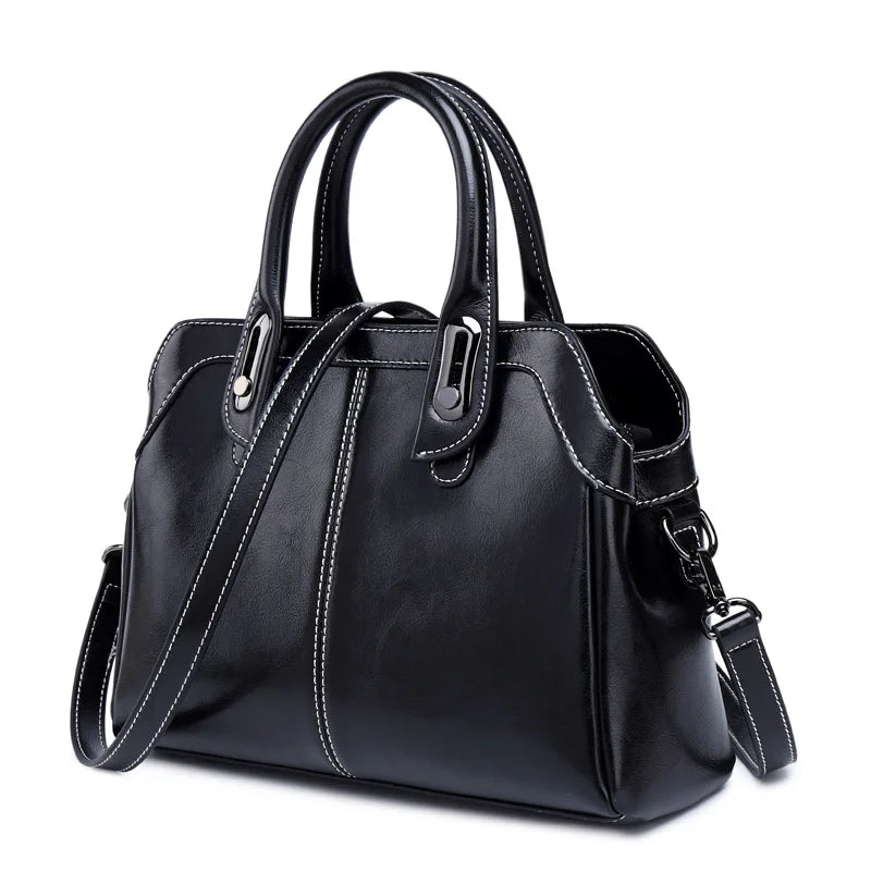Genuine Leather Women Handbag Top Handle Shoulder Cross