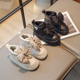 Girls Boots Bow Hook & Loop Versatile Soft