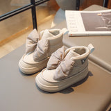 Girls Boots Bow Hook & Loop Versatile Soft