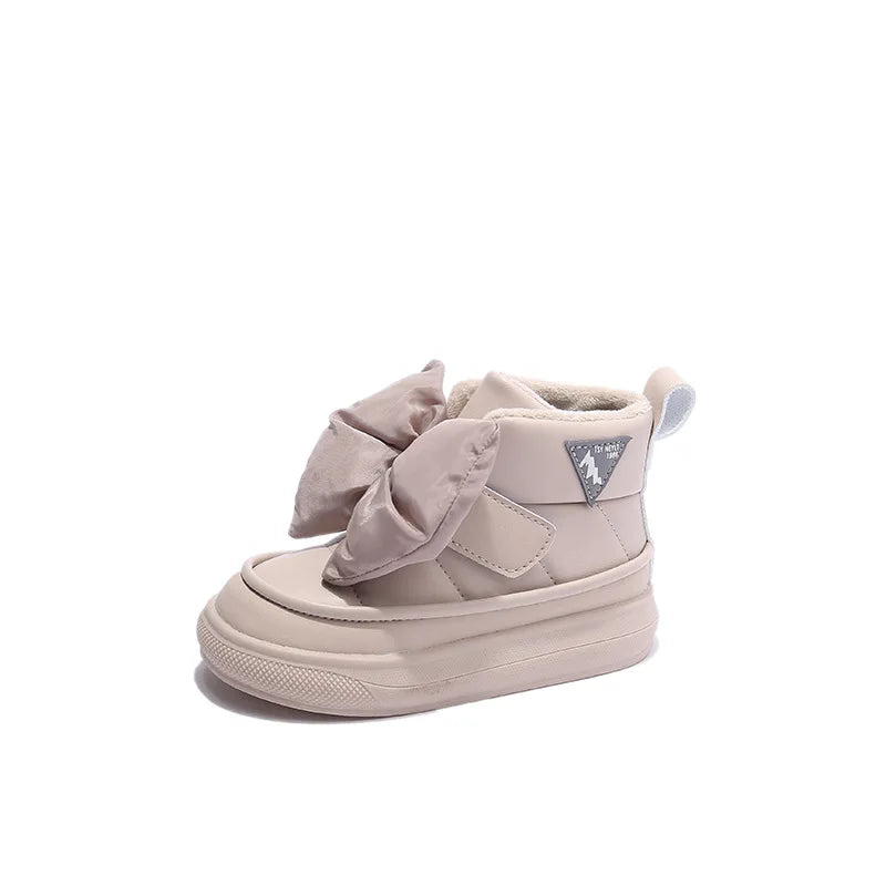 Girls Boots Bow Hook & Loop Versatile Soft