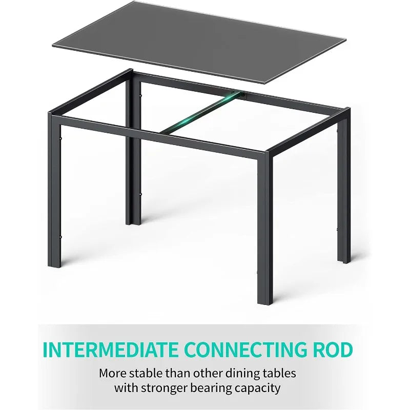 Gizoon 5 Piece Glass Dining Table Set, Kitchen