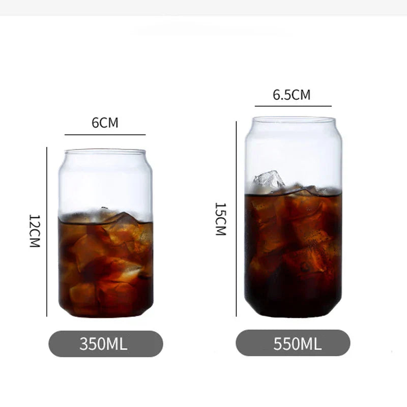 Glass Cup Bamboo Lid Bubble Tea Transparent Cold