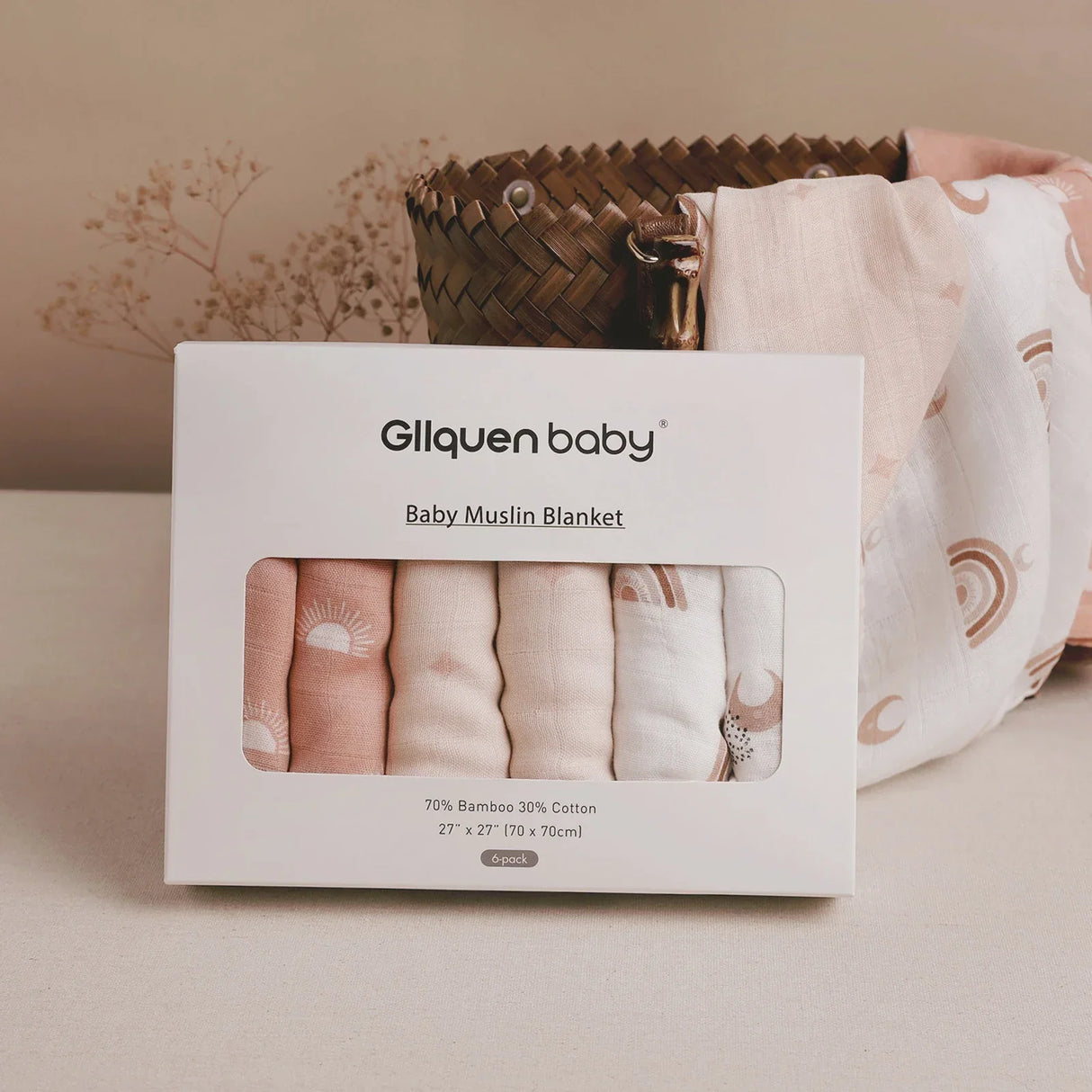 Gllquen Baby Cotton Muslin Swaddle Receiving Blankets Burp