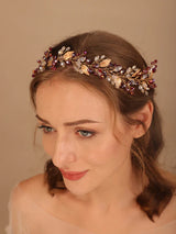 Gold Alloy Crystal Bead Flower Headband Hair Accessories