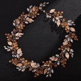 Gold Alloy Crystal Bead Flower Headband Hair Accessories