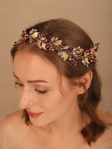 Gold Alloy Crystal Bead Flower Headband Hair Accessories