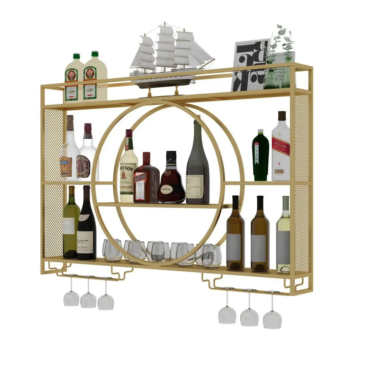 Gold Storage Wine Racks Whisky Holder Modern Display