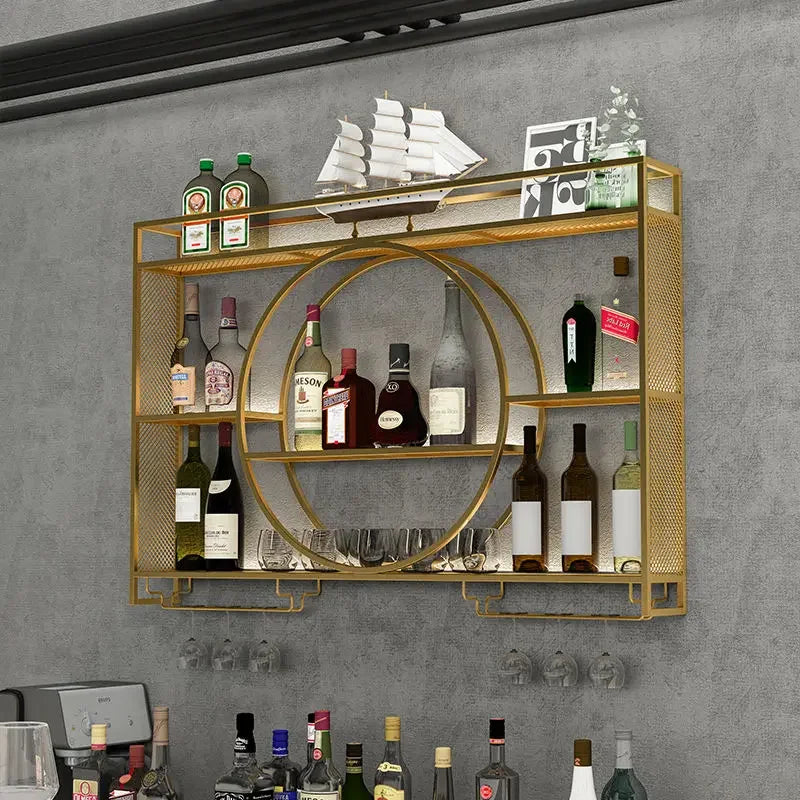 Gold Storage Wine Racks Whisky Holder Modern Display